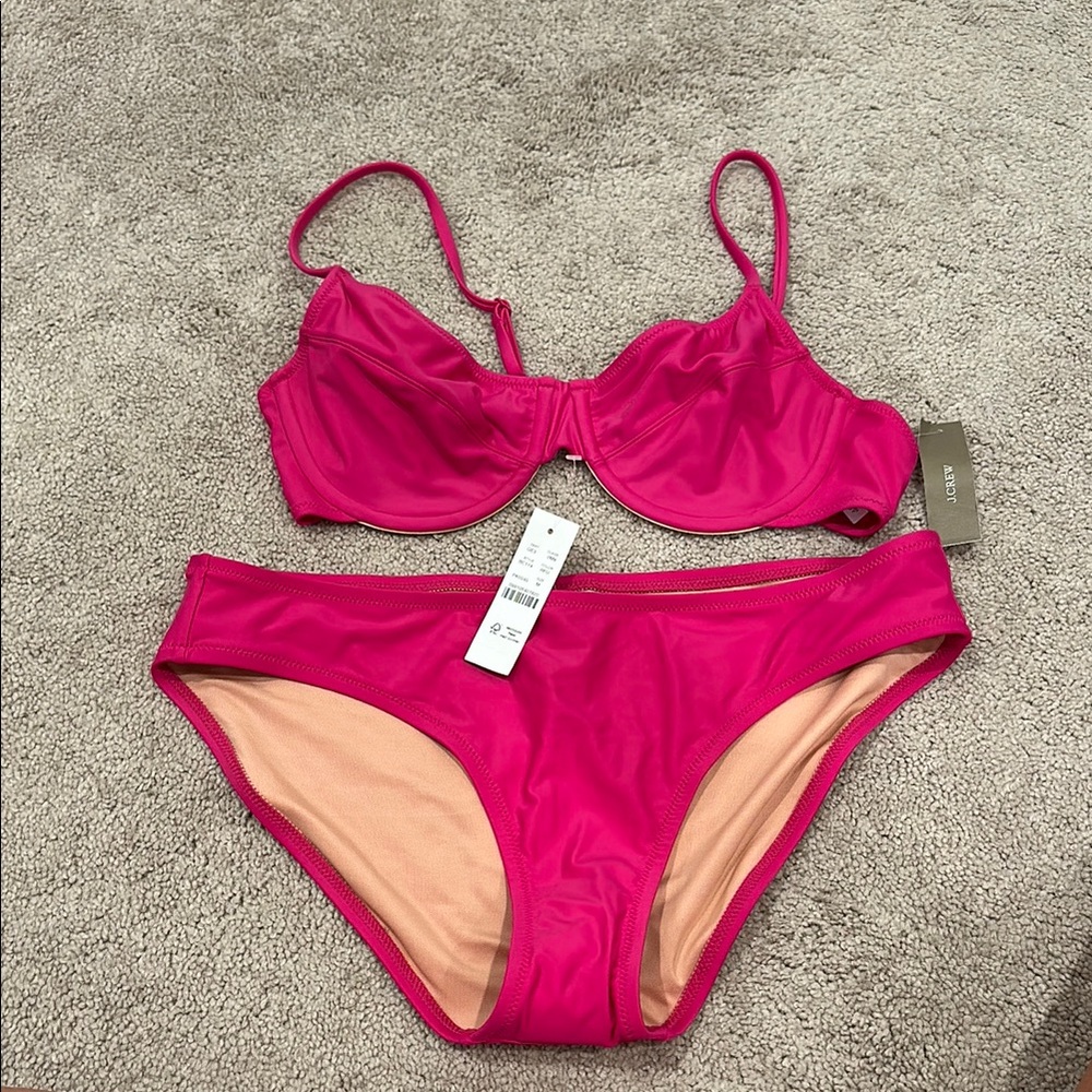 NWT JCrew Pink Bikini 36b and Medium bottoms